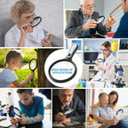 Large magnifying glass with light, 10x 20x handheld clear magnifying glass with 4 LED high brightness lights, free storage bag, cleaning cloth, suitable for The elderly to read, check