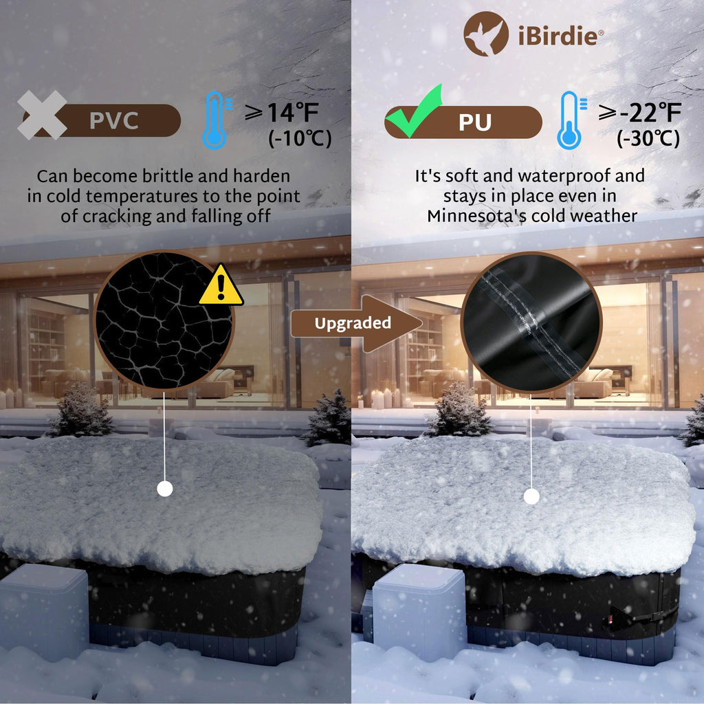 iBirdie Outdoor Waterproof Hot Tub Cover 93 x 93 inch fit 92 x 92 or 91 x 91 or 90 x 90 Square SPA 600D Heavy Duty Weatherproof Protectors Protective Cover Cap