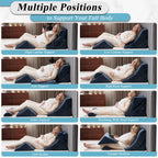 Qirroboni 4PCS Orthopedic Bed Wedge Pillow Set, Adjustable Pillows for Neck Back and Leg Pain Relief Comfortable & Post Surgery Foam- Heartburn Anti Snoring Acid Reflux & GERD Sleeping Full Navy