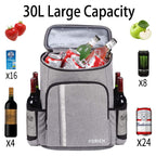 FORICH Backpack Cooler Leakproof Insulated Waterproof Backpack Cooler Bag, Lightweight Soft Beach Cooler Backpack for Men Women to Work Picnics Camping Hiking, 30 Cans(Grey)
