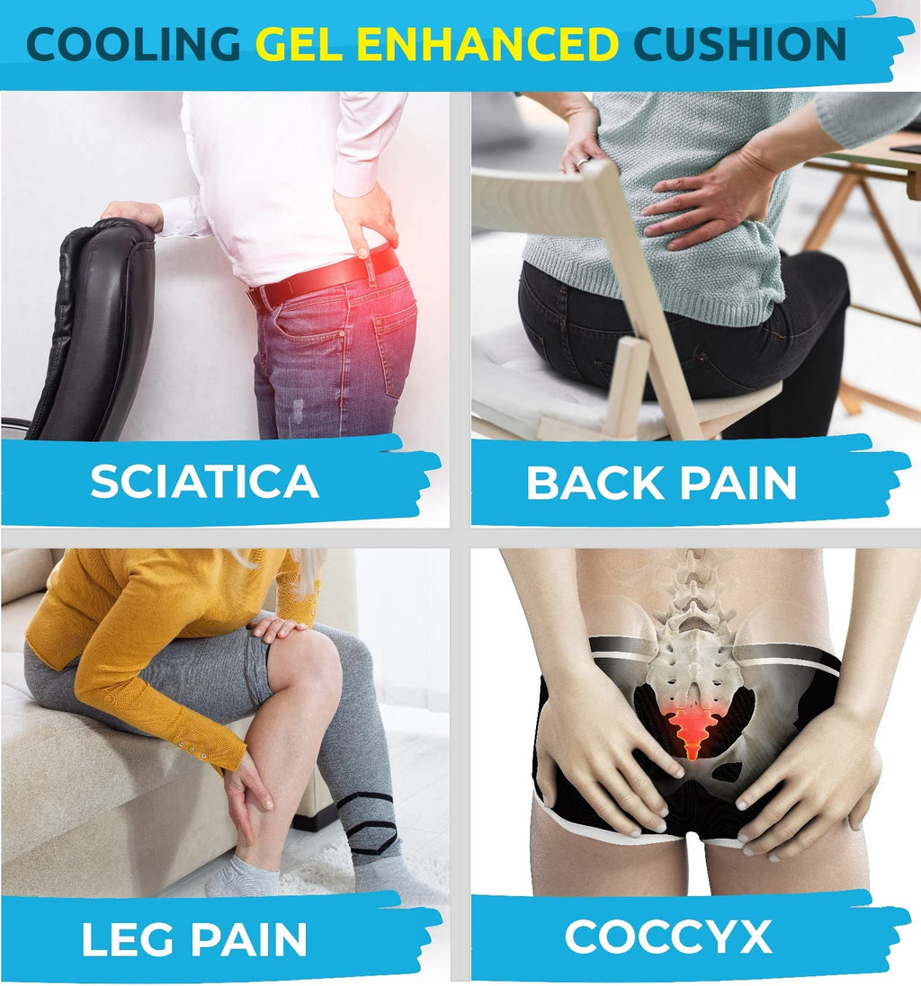 Ergonomic Innovations Office Chair Cushions, Comfort Supportive Gel Seat Cushion for Desk Chair, Car Seat Cushion for Car Driving, Pressure Relief Seat Cushion for Tailbone Pain Relief