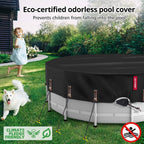 QH.HOME Solar Round Pool Cover for 12 Ft Bestway/Intex Above Ground Pool,One-Piece Tear Resistant Swimming Pool Cover Protector with Fast Tightening Patented Ratchet & Upgraded Ultimate Windproof