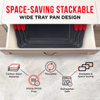 Baking Pan Set – 3 Piece Cookie Sheet – Deluxe Black Non-Stick Carbon Steel – Silicone Handles – Commercial Grade Restaurant Quality – PFOA PFOS and PTFE Free by Bakken