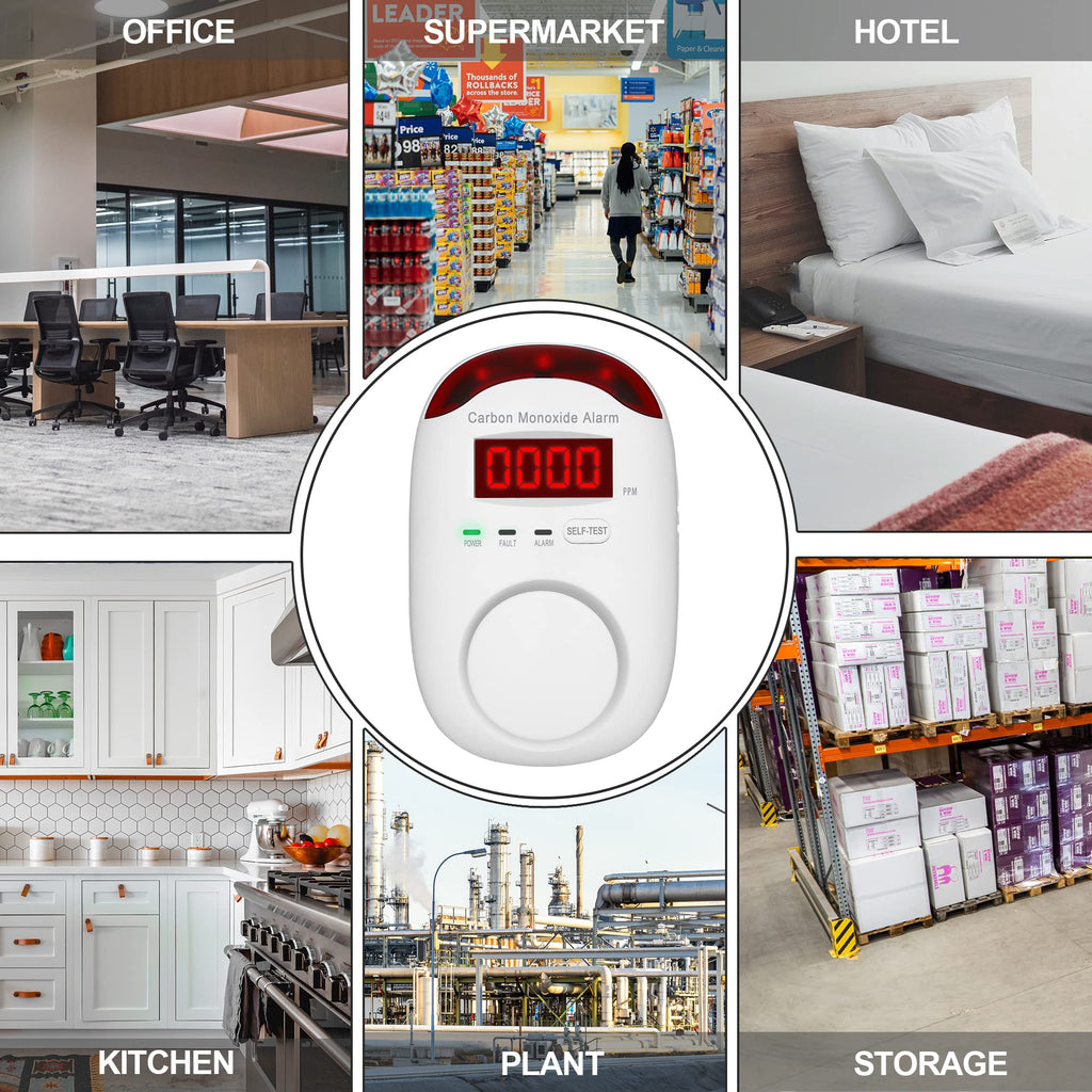 Carbon Monoxide Detector Plug in - Hembisen Portable Carbon Monoxide Detector for Travel,Plug in CO Detector with Digital Display for Apartment/Home/Kitchen,Easy to Read & Install
