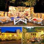 KNONEW 203FT Outdoor Christmas Fairy Lights Plug in,600 LED String Lights Outdoor Waterproof 8 Modes Memory Times for Wedding Bedroom Walls Garden Trees Decoration(Warm White)