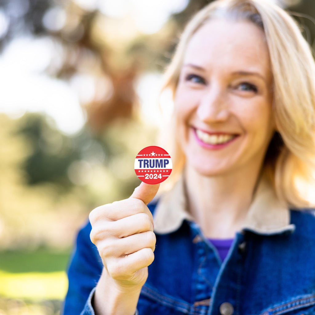 250 "Trump 2024" Round Shaped Stickers - Express Your Patriotism with Premium Stickers - Make America Great Again - Decals for Laptops, & Water Bottle
