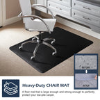 SALLOUS Chair Mat for Carpet, 48" x 36" Office Chair Mat for Carpeted Floors, Heavy Duty Vinyl Floor Mat with Grips, Floor Protector Computer Desk Mat for Home Office (Black, Rectangular)