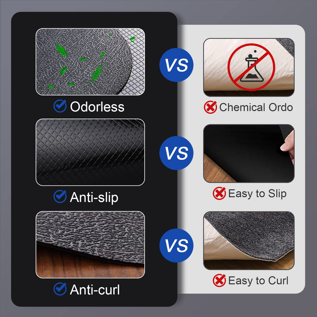 Office Rolling Chair Mat for Hardwood and Tile Floor, Black, Anti-Slip, Non-Curve, Chair Mat Best for Under The Computer Desk, 47 x 35 Rectangular Non-Toxic Plastic Protector, Not for Carpet