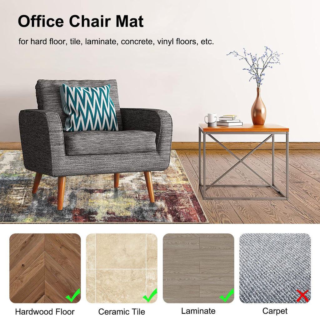 Anidaroel Office Chair Mat for Hardwood Floor, 48"x60" Under Desk Chair Rug for Rolling Chair, Anti-Slip Computer Chair Mat, Low Pile Carpets Floor Rug for Home Office Gaming Room