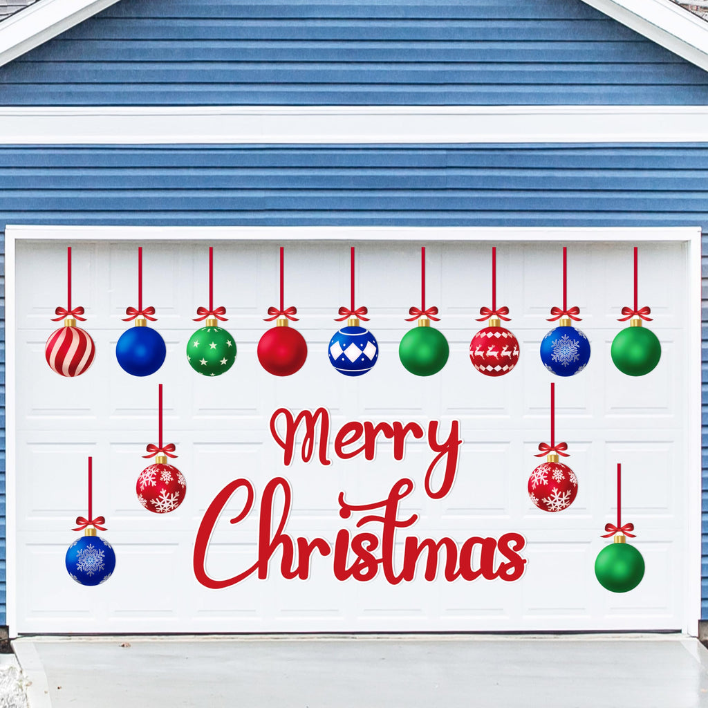 90shine 31PCS Christmas Garage Door Decorations Magnets - Merry Xmas Ball Holiday Refrigerator Fridge Kitchen Decor(Red, Blue, Green)
