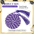 WILLBOND 12pcs Graduation Rope Honor Cord Tassel Set, Graduation Accessories for Ceremony, Graduate Students Souvenir and Gift (Purple, White)