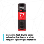 3M Super 77 Multipurpose Permanent Spray Adhesive Glue, Paper, Cardboard, Fabric, Plastic, Metal, Wood, Net Wt 16.75 oz