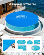 VEVOR Solar Pool Cover, 24 ft Round Pool Bubble Cover, 12 Mil Pools Solar Blanket with Bubble & PE Material, Daytime Heat Absorption, Nighttime Heat Retention, Heat Retaining Solars Covers, Blue