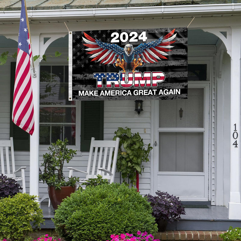 Trump 2024 Flag, Trump 3x5 FT Flag Make America Great Again Banner with Brass Grommets for Indoor Outdoor Decorations (black1)