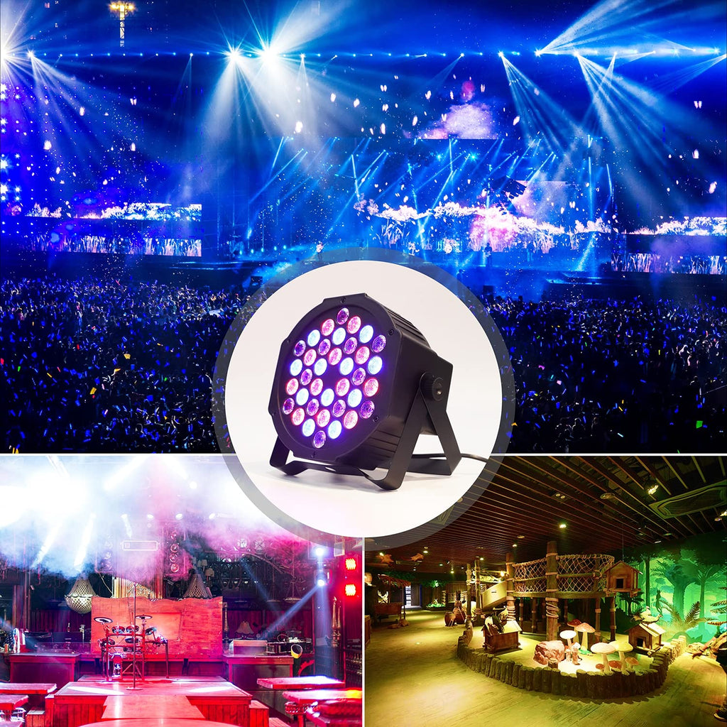 JAJALUYA LED Par Lights 36 LED Stage Lights 7 Modes RGB DJ Lights with Sound Activated Remote and DMX Control DJ Uplighting for Birthday Party Events Wedding Christmas Stage Lighting (8 Packs)