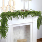 Hananona 4 Pcs Artificial Norfolk Pine Garlands, Real Touch Winter Pine Garland, Green Artificial Greenery Garland for Table, Mantle, Wall, Indoor, Outdoor Christmas Decorations (4, 6 FT)