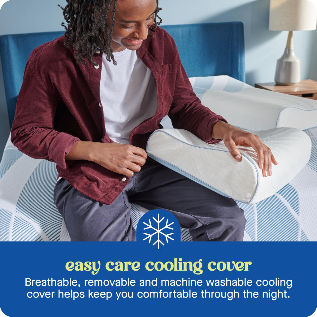 SEALY Dreamlife Standard Size Contour Memory Foam Pillow with Surface Guard Technology, Removable Machine-Washable Cover, 1 Year Limited Warranty