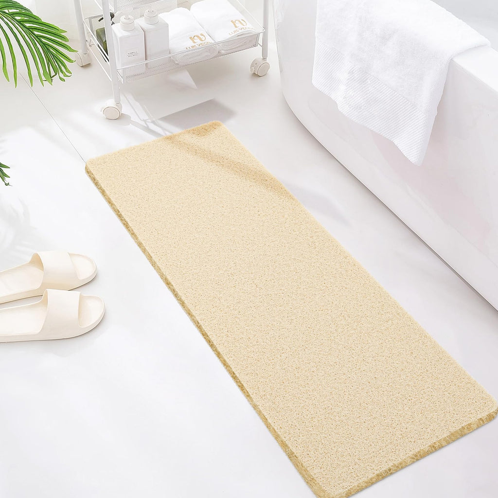 Joyhalo Shower Mats for Showers Anti Slip for Elderly, 47'' x 16'' Non Slip Bath Mat for Inside Shower, Bath Tub Mats for Bathroom Non Slip for Shower, PVC Loofah Bathroom Mats, Beige