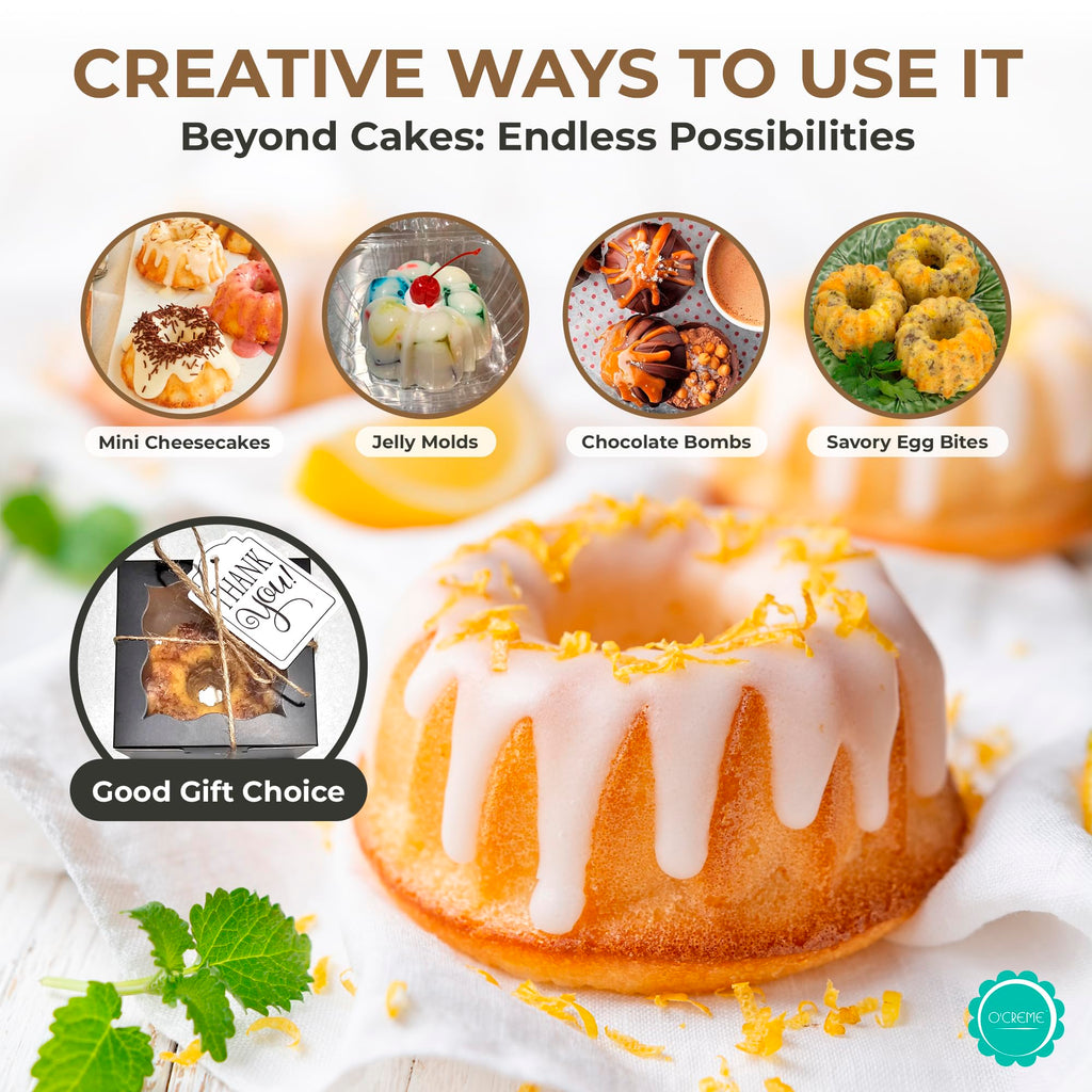O’Creme Bakeable Plastic Mini Flan Molds Pan - Baking Pan With Non-Stick Silicone - Reusable Non-Stick baking Mini Flan Molds, Durable, Lightweight, Easy Storage for Baking and Much More - 50 QTY Pk