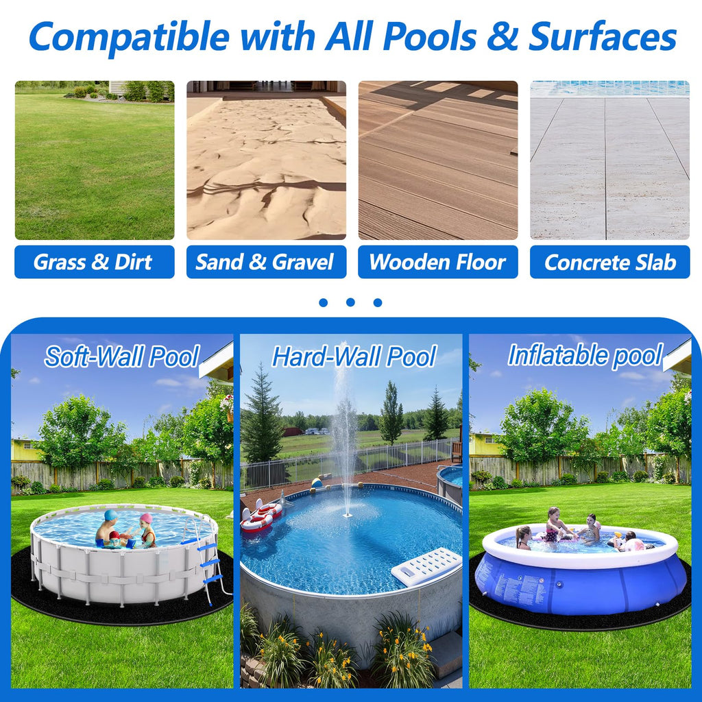 REGMICS 12ft Round Above Ground Pool Pad, 300G/M² (9oz/yz²) Heavy Duty Pool Mats for Floor, Seamless Puncture Resistant Under Pool Mat, Professional Ground Protector for Gravel & Concrete, Black