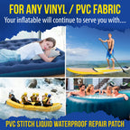 PVC Stitch Liquid Patch – Air Mattress Patch Kit Heavy Duty, Inflatable Patch Glue for PVC & PU, Inflatable Boats, Rafts, Kayaks, SUP, Hot Tubs, Waterbeds, Bounce Houses. Waterproof, 3-hr Cure, 20 ml