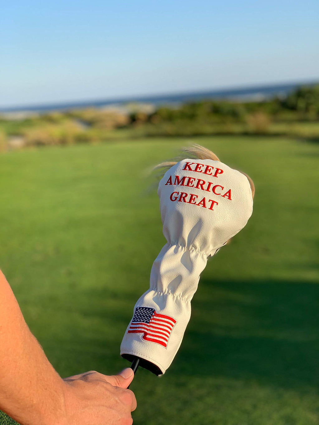 Pins & Aces Keep America Great Premium Golf Club Headcover - Quality Leather, Hand-Made Funny Head Cover - Style and Customize Your Golf Bag - Tour Inspired, Donald Trump Golf Design (Driver)