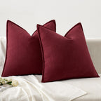 MIULEE Pack of 2 Christmas Burgundy Decorative Pillow Covers 20x20 Inch Soft Chenille Couch Throw Pillows Farmhouse Cushion Covers with Elegant Design for Sofa Bedroom Living Room Home Decor
