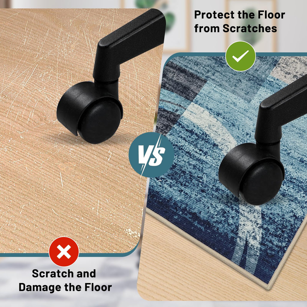 Office Chair Mat for Hardwood Floor&Tile Floor,36"X 48" Heavy Duty Desk Chair Mat for Hard Floors,Under Desk Rug for Rolling Computer Chair,Anti Slip,Low Pile Carpet Floor-Geo Blue Gray