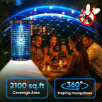CreateFun Bug Zapper Outdoor, 2026 Upgraded 3 in 1 Rechargeable Bug Zapper with 5000mAh Battery & LED Night Light, 4000V Cordless Waterproof Mosquito Zapper for Outside,Patio,Backyard,Garden Black