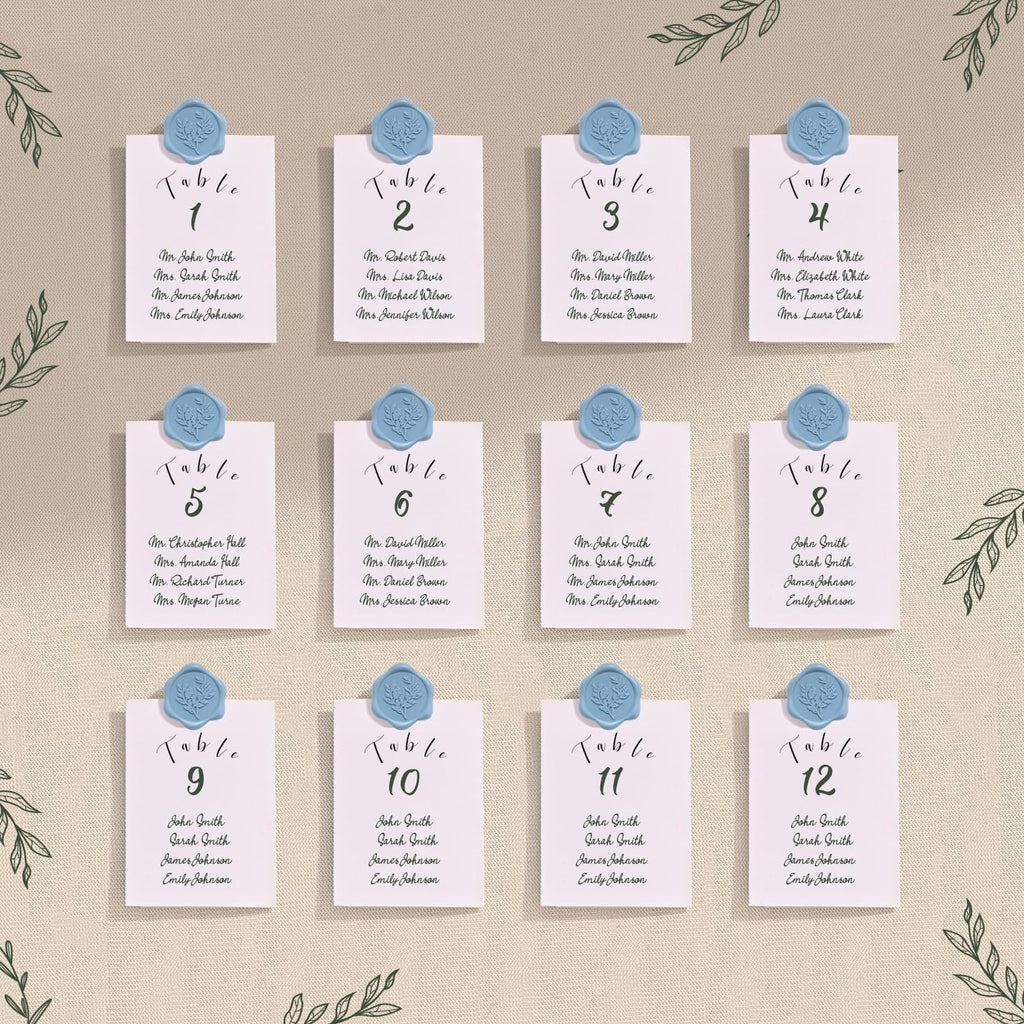 UNIQOOO Wax Seal Stickers - Eucalyptus Wedding Invitation Envelope Seal Stickers, 50 Pcs Self- Adhesive Dusty Blue Stickers, Perfect for Invitation, Christmas, Gift Wrapping