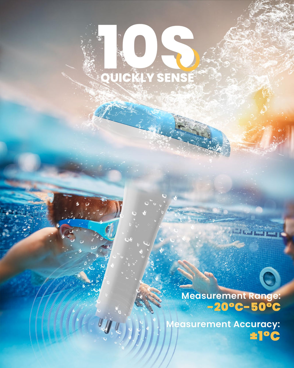BALDR Pool Thermometer Floating Easy Read, Solar powerd with LCD Large Digital Display, IPX-8 Waterproof Swimming Pool Thermometer, Say Goodbye to Battery Replacement, Gauge for Ice Bath, Hot Tubs
