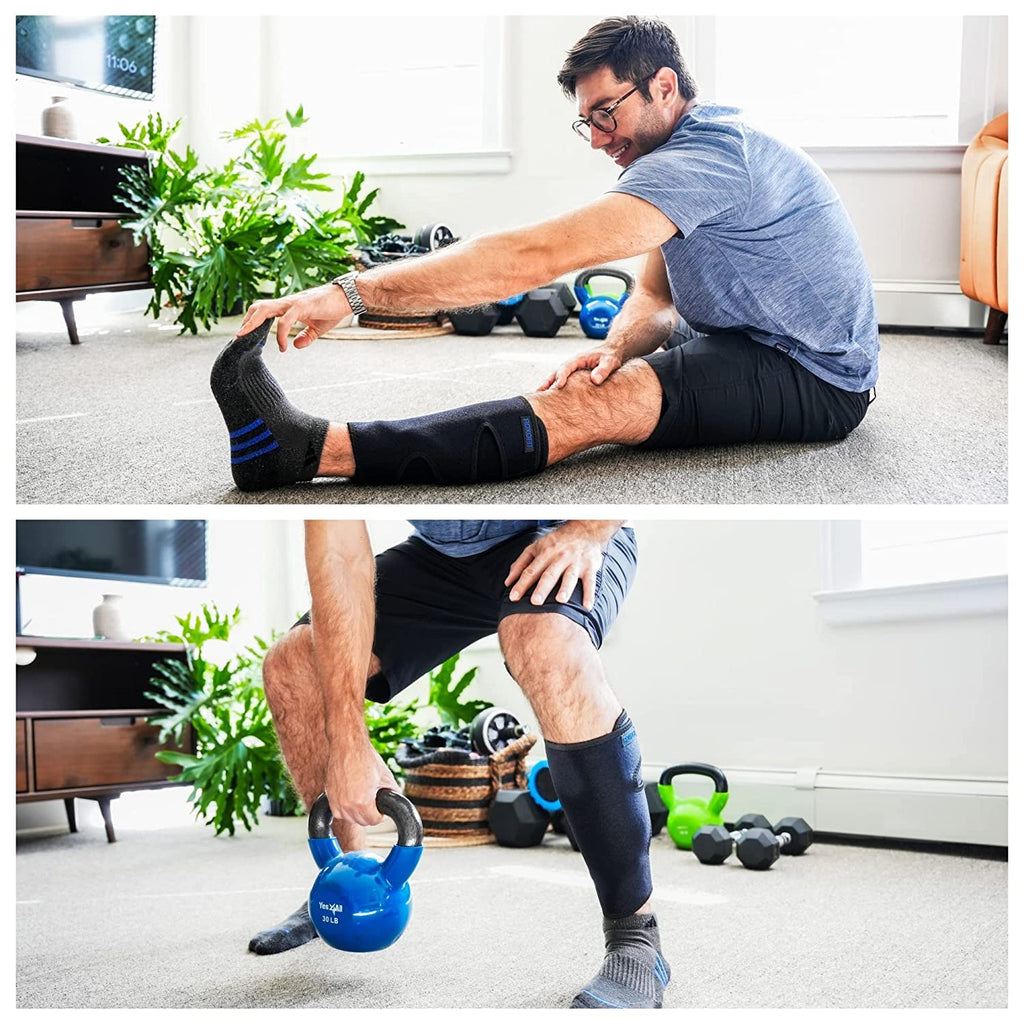 ROXOFIT Calf Brace for Torn Calf Muscle and Shin Splint Pain Relief - Calf Compression Sleeve for Lower Leg Injury, Strain, Tear - Neoprene Runners Tibia Splints Wrap for Men and Women