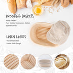 DOYOLLA Mini Oval Proofing Set (6.5inch, set of 5), Sourdough Proofing Baskets Bread Dough Rising Bowls w/Liners for Home Sourdough Bakers Baking
