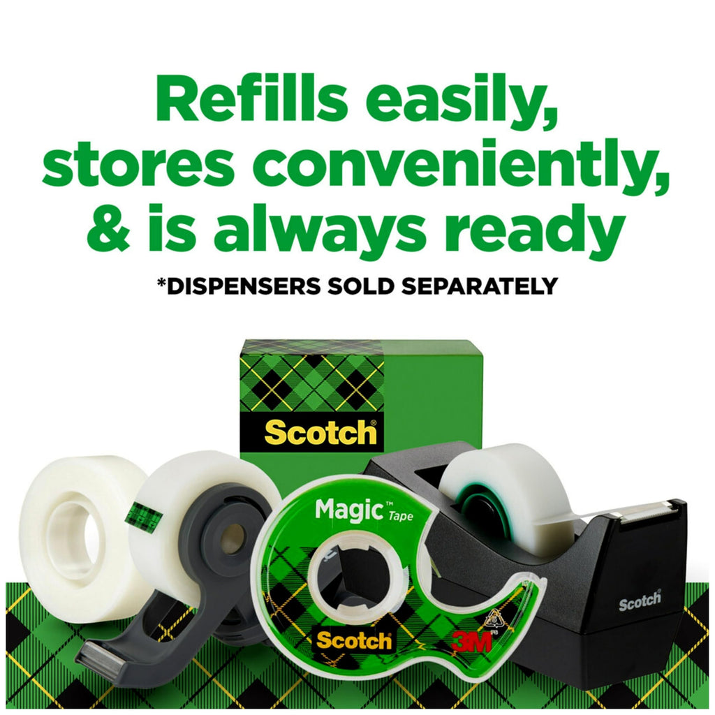 Scotch Magic Tape, Invisible, Back to School Supplies and College Essentials for Students and Teachers, 12 Tape Rolls, 3/4 x 1000 Inches
