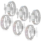 Relaxgiant 6 Pieces Corsage Wristlet Bracelets Rhinestone Stretch Corsage Band Floral Slaplets Wedding Bracelets DIY Wrist Accessories Iridescent Silver Bridesmaid Bridal Shower Prom