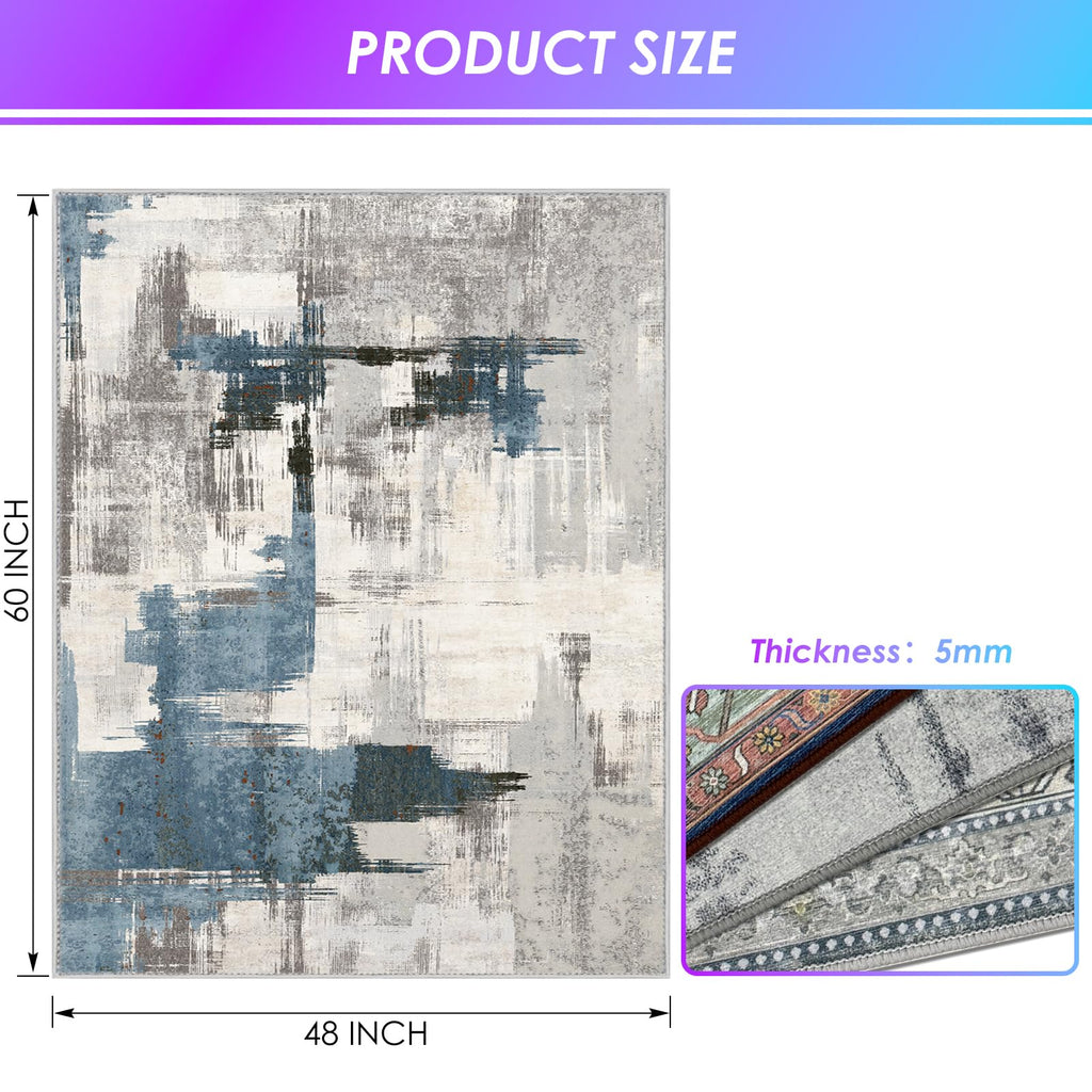 Kuyal Office Chair Mat for Hardwood Floor, 48 x 60 inches Computer Gaming Chair Mat, Low Pile Carpet Desk Chair Mat, Anti-Slip Floor Mats Wood/Tile Protection Mat(48'' x 60'', Modern Blue)
