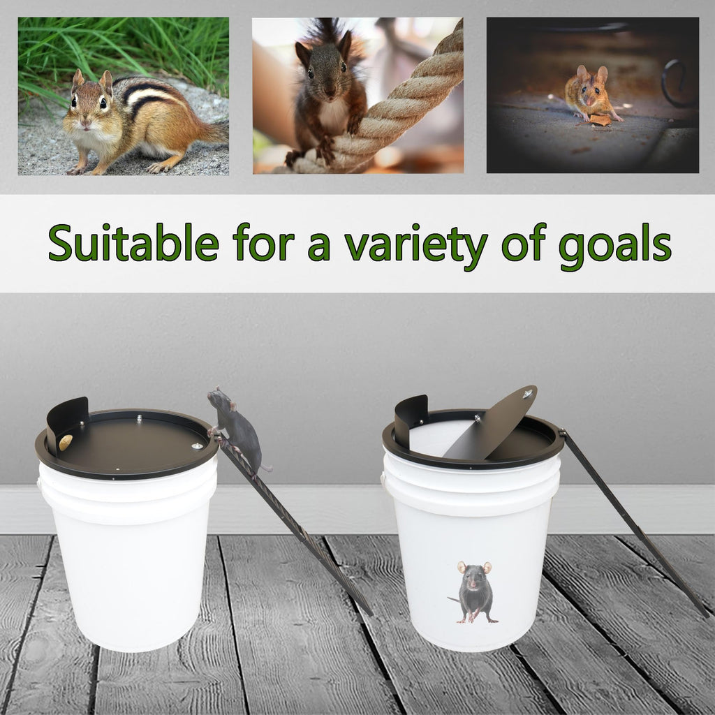 Bucket Lid Mouse Trap Metal 5 Gallon Bucket lid,Strong Metal Material That Cannot be Bitten, auto Reset, (Black)