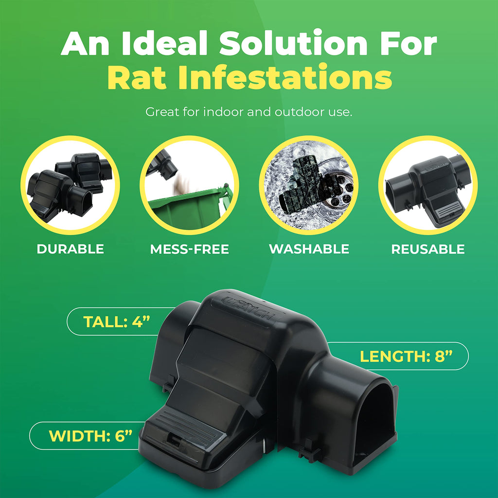 Rat Traps Indoor and Outdoor - 4 Pack Dual-Entry Large Rat Trap Outdoor and Indoor for Home, Garden and Restaurant with 99.9% Trap Rate | Easy to Use Rodent Traps with Safe Hands Free Design - UCatch