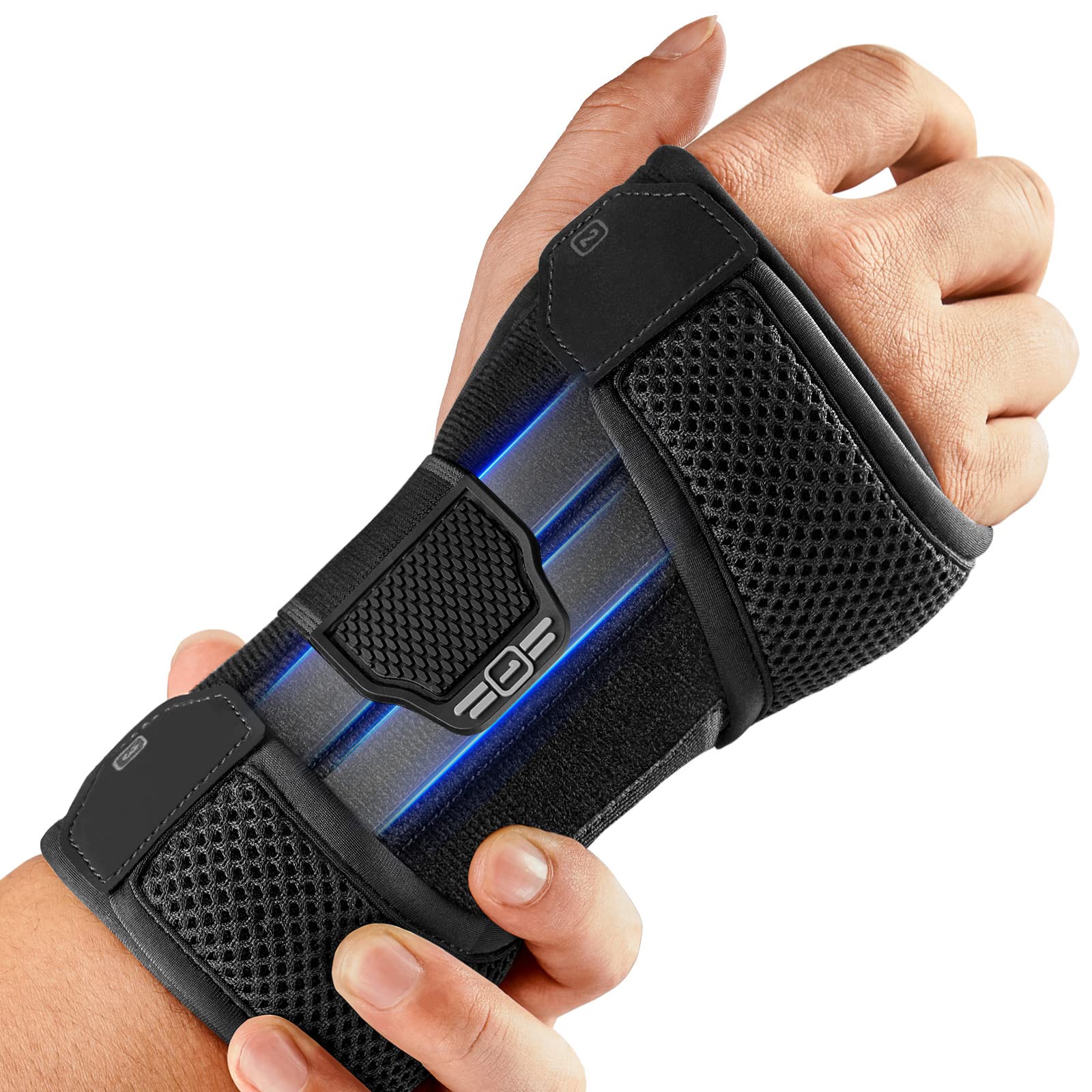 FREETOO Wrist Brace for Carpal Tunnel Relief Night Support with Soft Pad, Hand Brace with 3 Stays for Women Men Work, Adjustable Splint Fit Left Right Hand for Arthritis, Tendonitis( S/M)