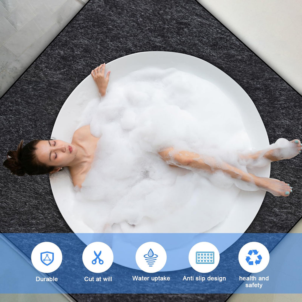 Aoebwpwi 80 * 80 Inch Hot Tub Mat, Extra Large Inflatable Hot Tub Pad Outdoor Indoor, Waterproof Slip-Proof Backing, Absorbent Spa Pool Ground Base Flooring Protector Mat (80 * 80 Mat-Square)