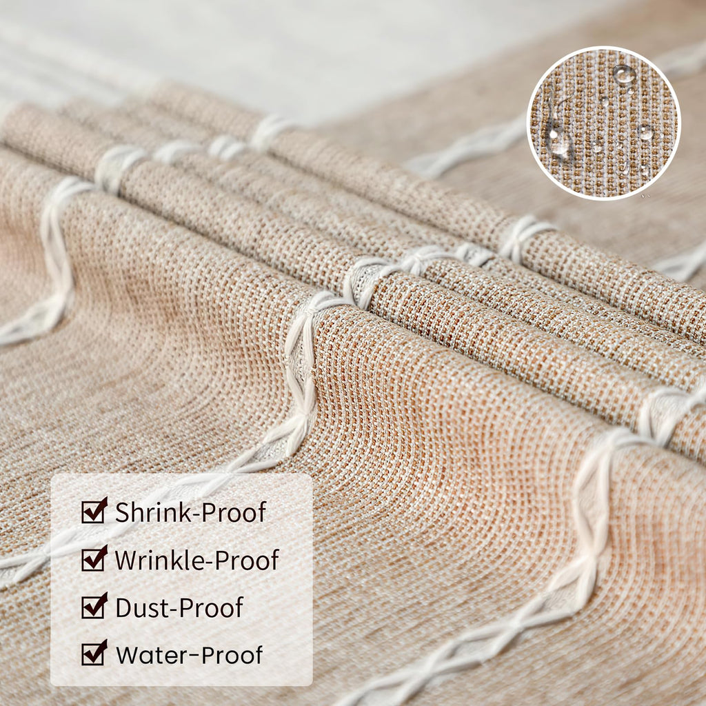 Deep Dream Tablecloths, Waterproof Table Cloth, Linens Wrinkle Free Anti-Fading, Rustic Table Cover Decoration for Kitchen Dinning Christmas(Rectangle/Oblong, 55''x140'',12-14 Seats, Light Coffee)