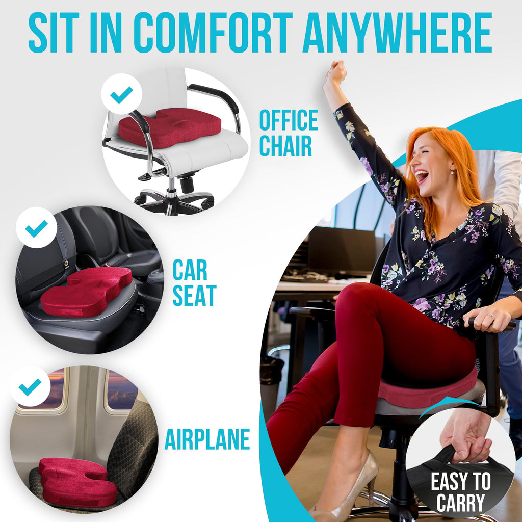 FORTEM Office Chair Cushion and Back Support for Office Chair, Lumbar Support Pillow, Memory Foam, Non Slip Sitting and Back Rest for Gaming, Car Seat Cushion, Chair Pad
