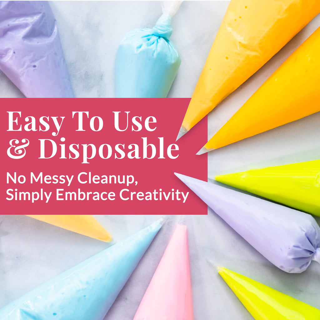 Prestee 100 Anti Burst Disposable Piping Bags, 12" - Pastry Bags, Icing Piping Bags, Tipless Piping Bags, Frosting Bags, Piping Bag, Cake Decorating Bags, Christmas Holiday Cake and Cookie Decoration