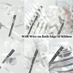 MEEDEE Silver Ribbon for Christmas Tree Silver Wired Ribbon 2.5 Inch 6 Rolls 36 Yards Silver Tree Ribbon Garland Christmas Ribbon Set Ribbon for Christmas Tree Decoration Topper Bow Making