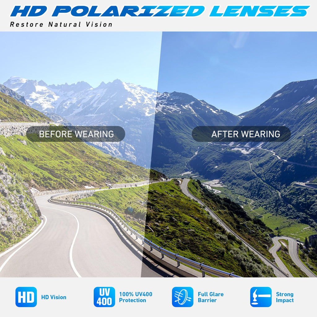 Polarized Sports Sunglasses for Men Women,Ultralight Wrap Around UV400 Protection Sun Glasses for Driving Fishing
