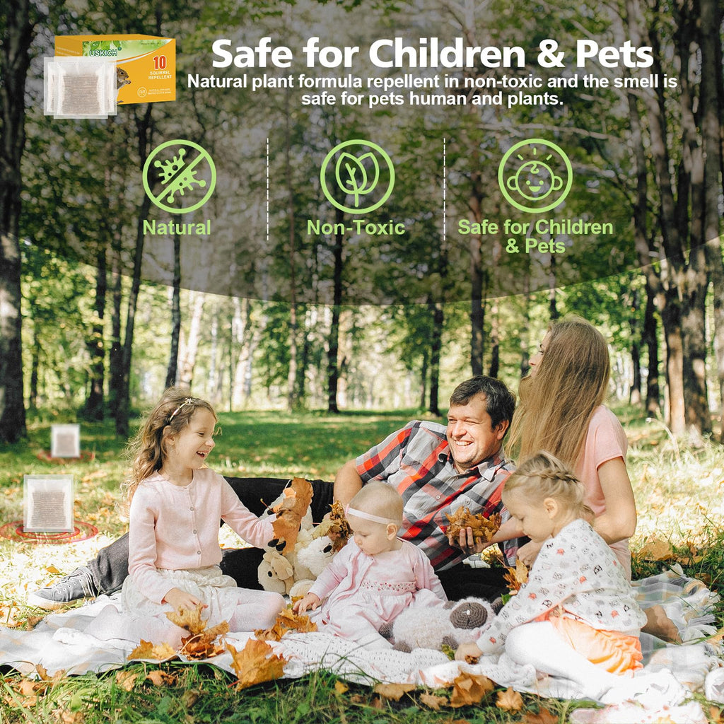 10Pack Squirrel Repellent Outdoor, Chipmunk Repellent Outdoor,Rodent Repellent,Squirrel Repellent for Attic and Cars Engines, Ultra Powerful Squirrel Deterrent Keep Squirrels Out of Garden