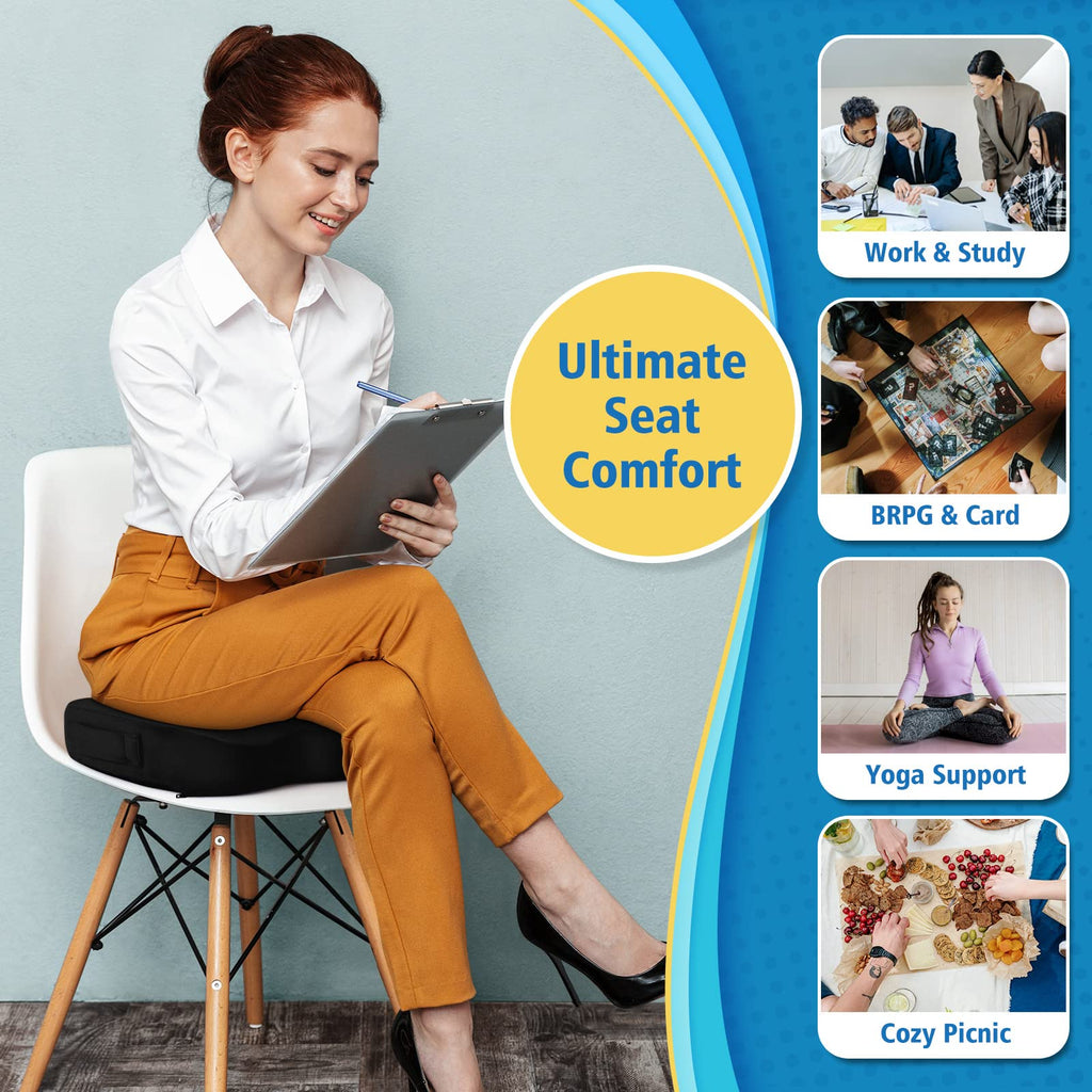 CloudBliss Large Office Chair Seat Cushion, Cooling Gel Enhanced Memory Foam for Long Sitting - Back, Sciatica, Coccyx, Tailbone Pain Relief Pillow - for Wheelchair，Office, Gaming, Car - Black