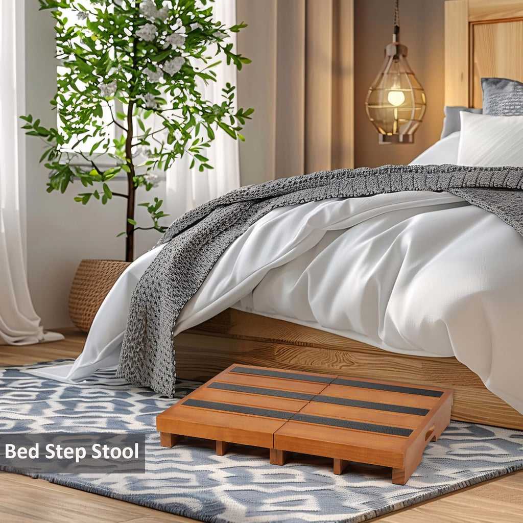 Wooden Step Stool, 3.5" One Step Stool, Non-Slip Outdoor Steps, Heavy Duty Wooden Platform Mobility Step, Half Steps for Seniors Adults with Bad Knee, No Assembly Required