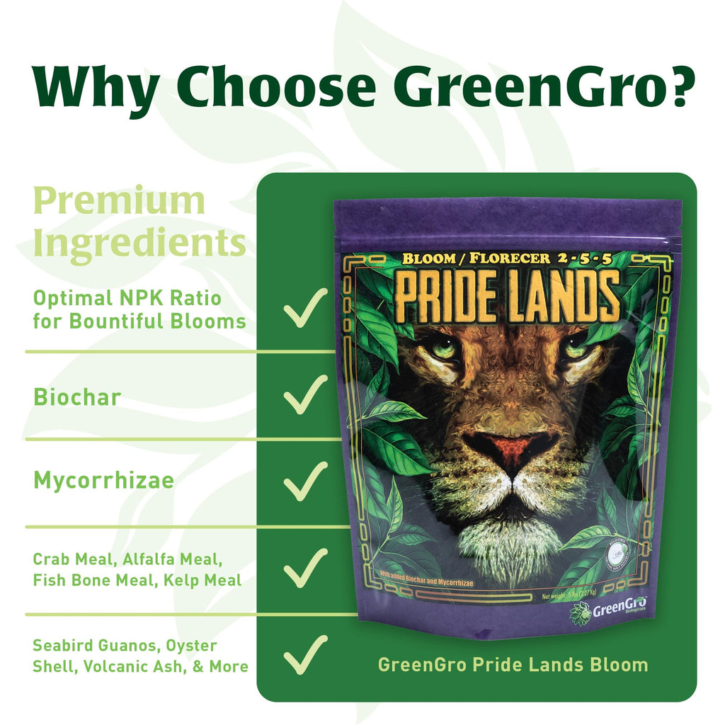 Pride Lands Premium Organic Bloom Fertilizer with NO Fillers, Bigger Buds and Flowers, Brighter Plants with Our Complete Bloom Nutrients, Recharge Soil and Boost Growth with Optimal Blend of NPK, 2 lb