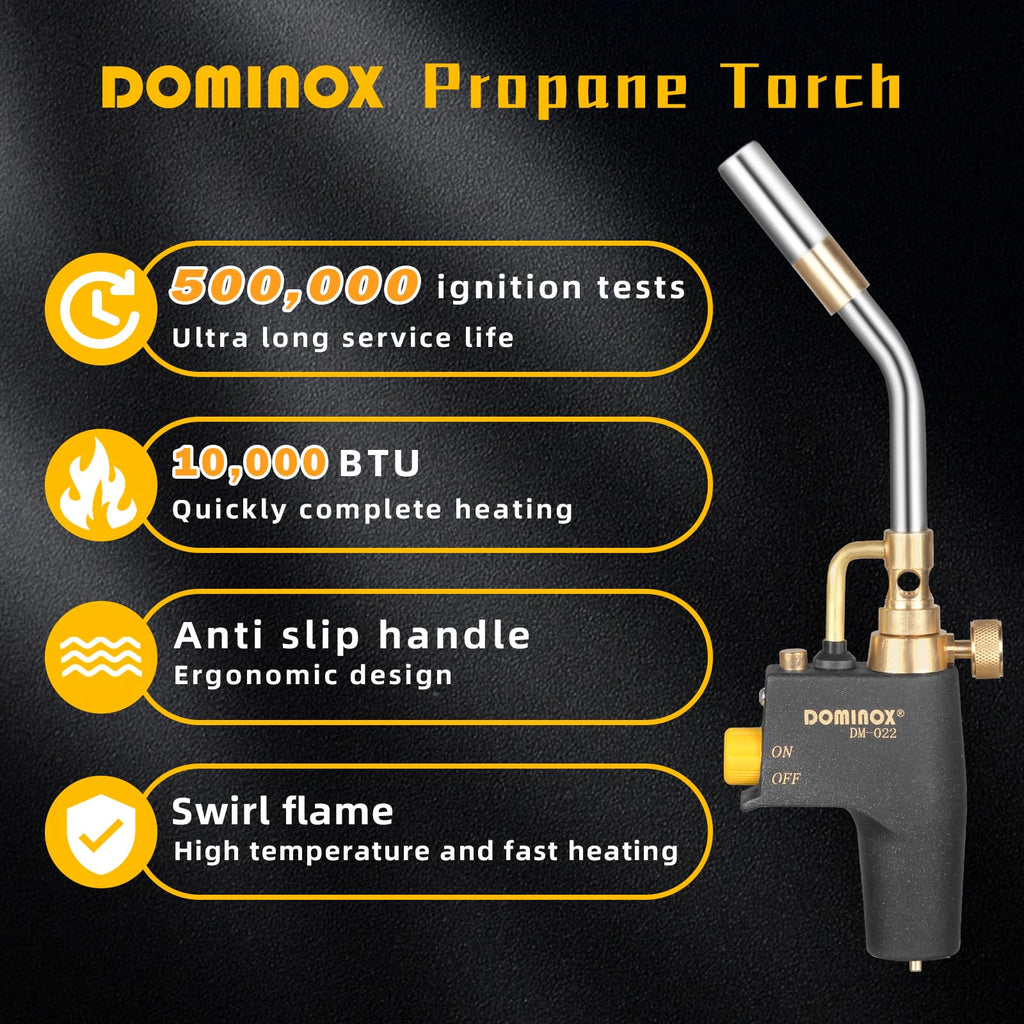 DOMINOX 5 Packs Propane Torch for MAP, MAPP and Propane Tank, High Intensity Trigger Start Torch, for Soldering, Ignition, Cooking, Lighting